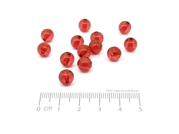 Топче прозрачно - червено Ø8mm, отвор 1.5mm - 50g ≈ 166 бр.