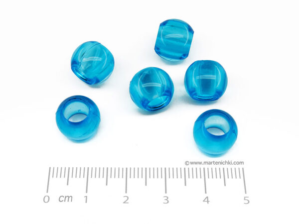 Топче - синьо 12x10mm, отвор 6.5mm - 50g ≈ 89 бр.