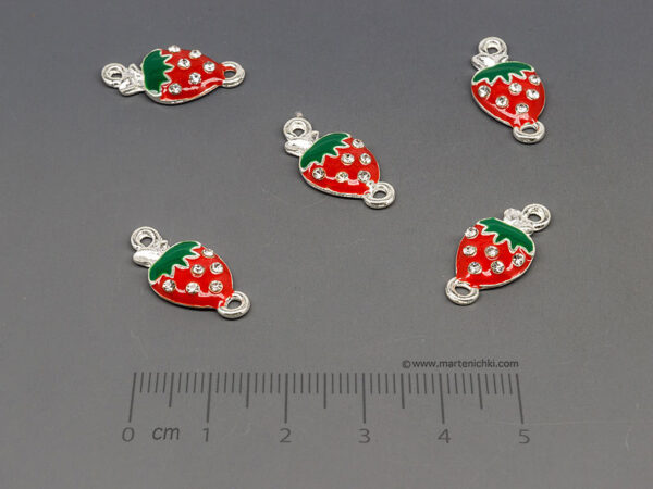 Ягода с камъни 10x20mm, отвор халки 2mm - 5бр.