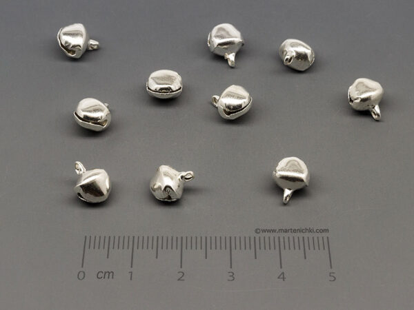 Звънче цвят сребро 8x10mm, oтвор халка 2mm - 50бр.